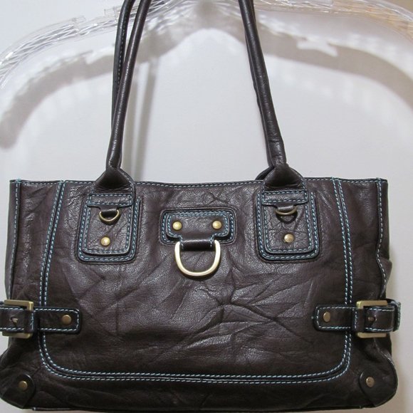 Wilsons Leather Bags Wilsons Leather Handbag Brown With Blue